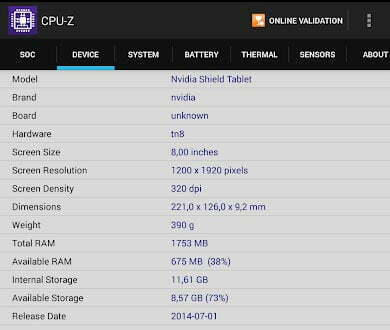 check RAM in samsung using CPU-Z app