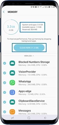 how to check ram usage in samsung mobile