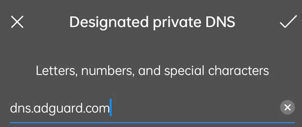 add AdGuard private dns url to stop advertisement in android phone