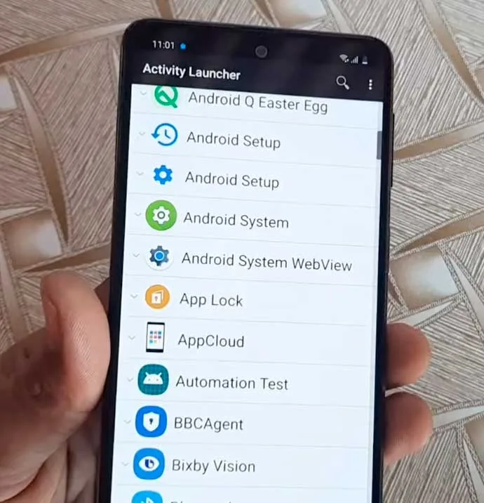 find app lock option inside activity launcher in samsung phone