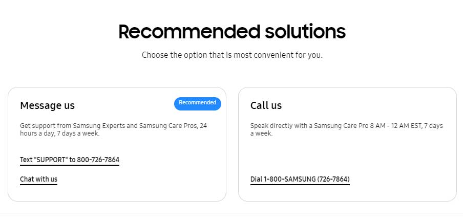 samsung customer care number in usa