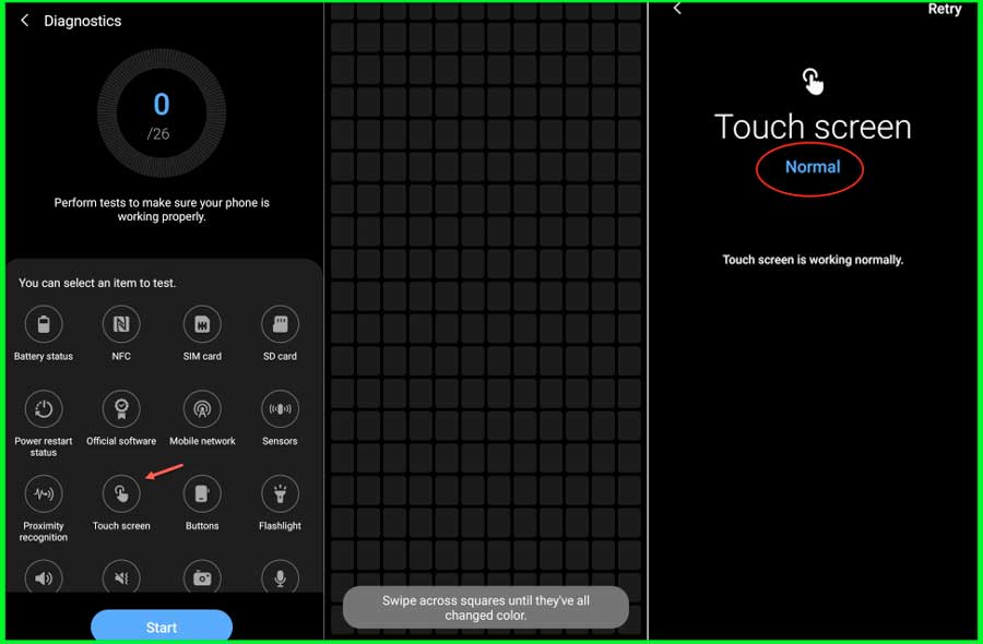 test samsung phone touch screen with samsung members app