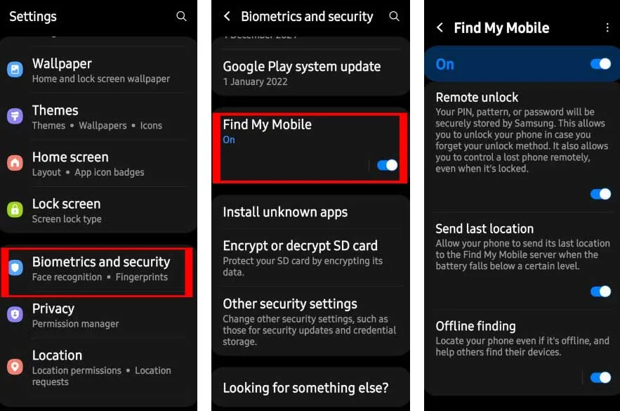 Find my device Samsung best settings to track phone 2 How to use find my mobile in samsung and enable offline finding and remote unlock features
