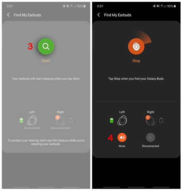 steps to find lost samsung galaxy earbuds