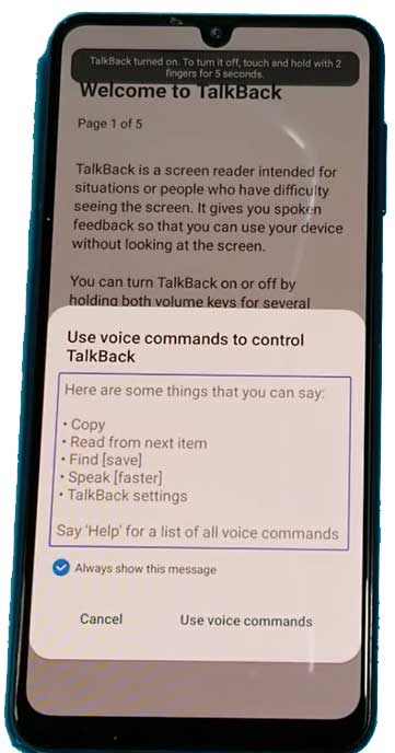 use voice commands to control talkback