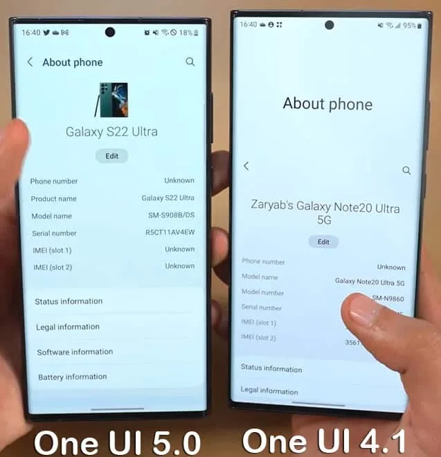 Samsung One UI 5.0 update new features and review 16 samsung one ui 5.0 vs one ui 4.1 about option