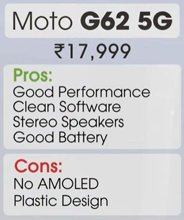 moto g62 5g pros and cons