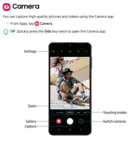 Samsung Galaxy A12 camera user instructions