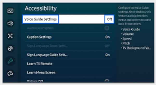 accessibility settings in samsung tv