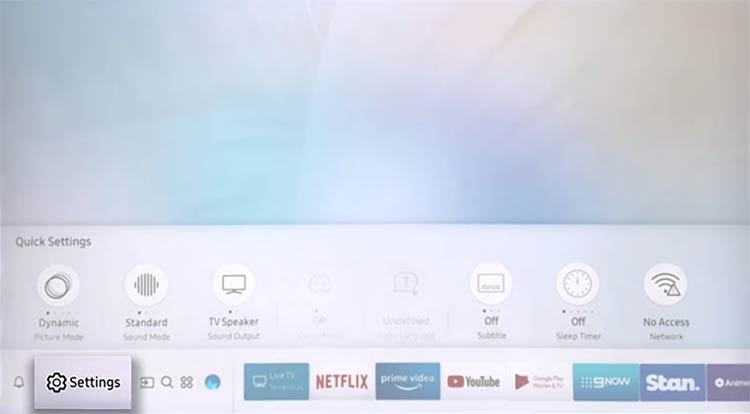 samsung tv settings in menu option