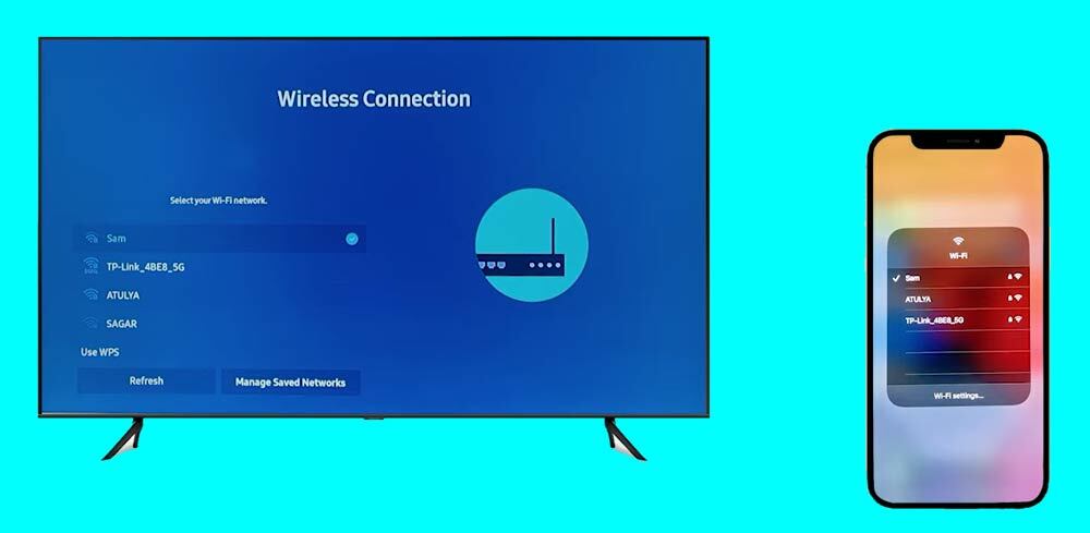 connect iphone and samsung tv with same wifi network