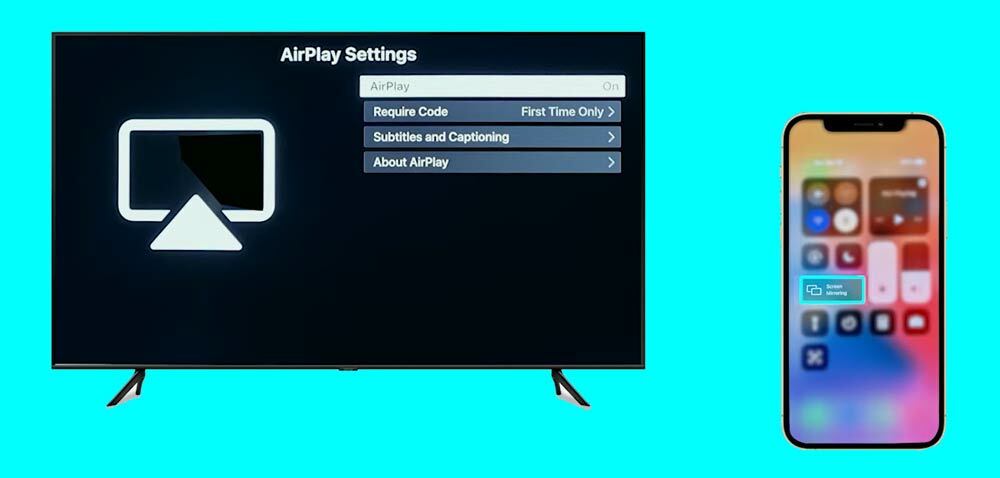 enable airplay in tv and screen mirroring in iphone
