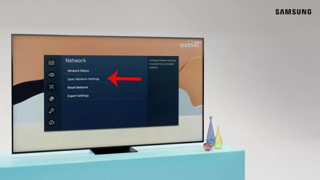 select open network settings in samsung tv