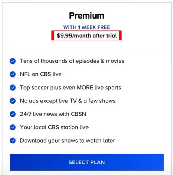 paramount+ premium monthly plan pricing and features