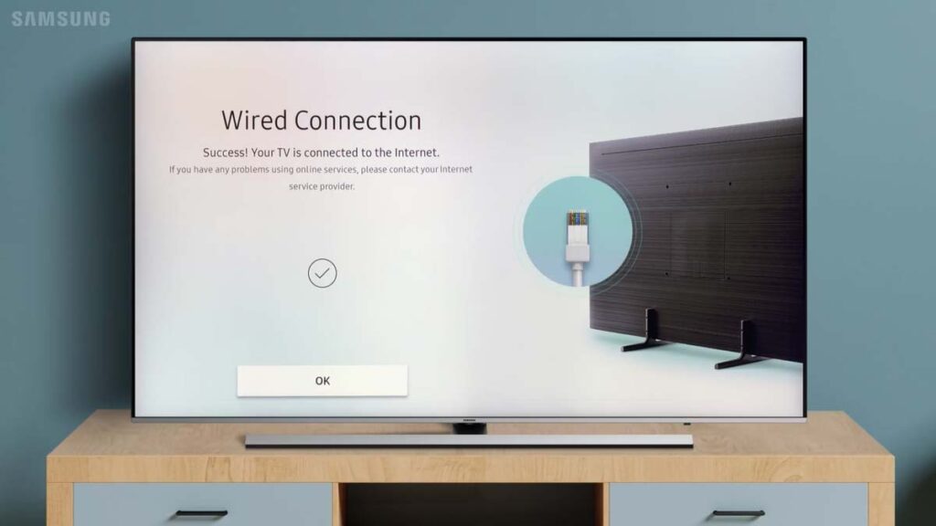 samsung tv is connect to internet using wired connection