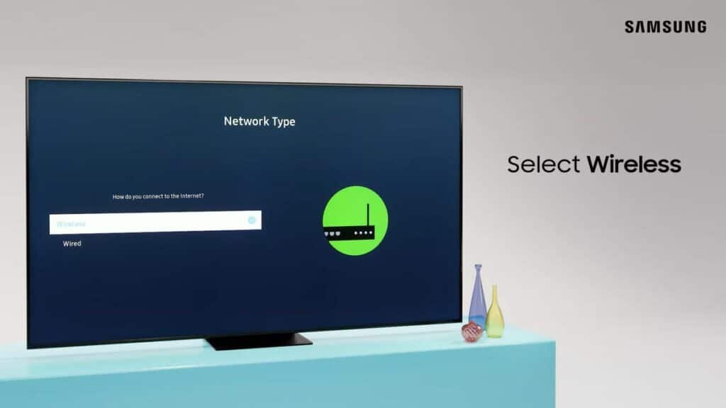 select wireless option under network settings in samsung tv