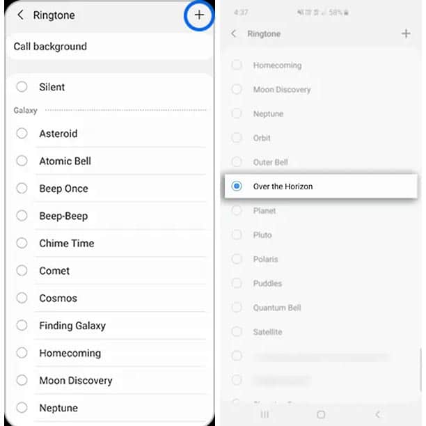 select required ringtone to set in samsung galaxy phone