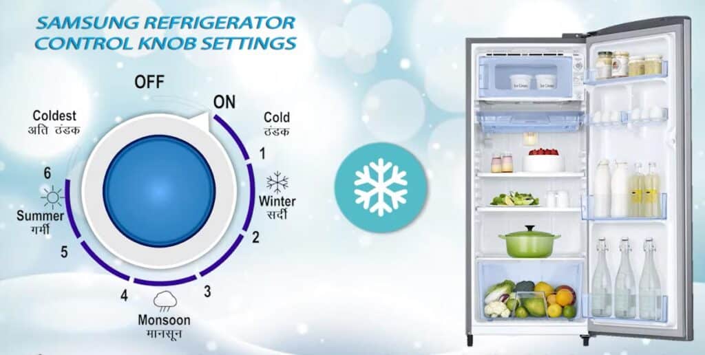 samsung refrigerator control knob settings