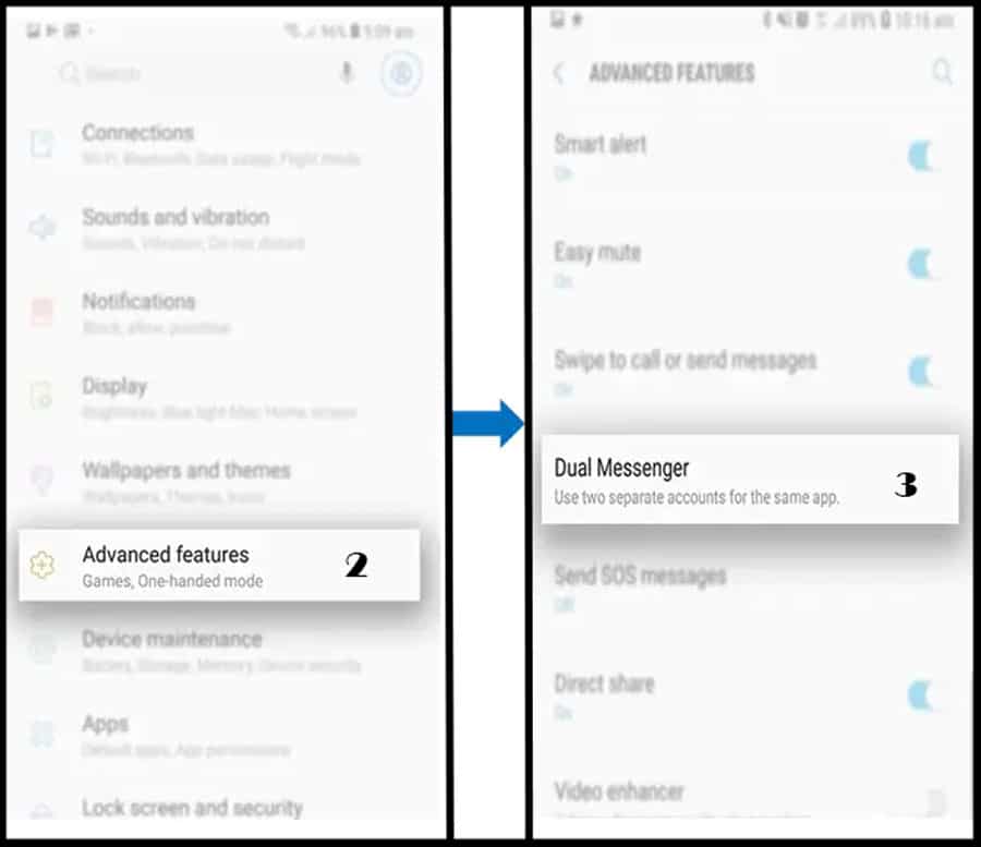 dual messenger feature in samsung phone