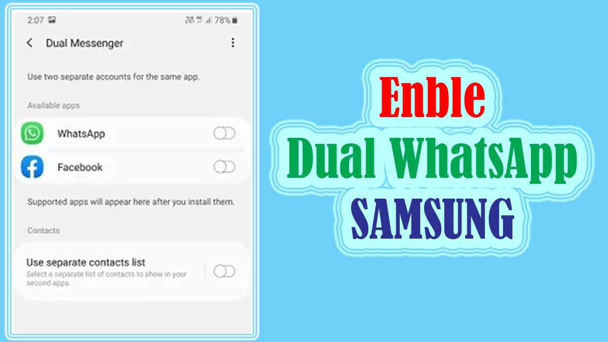how to use dual whatsapp in samsung account