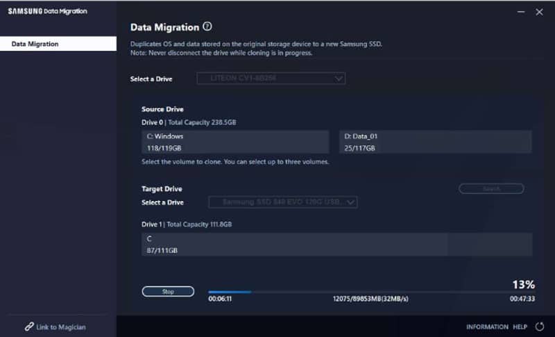 samsung data migration UI