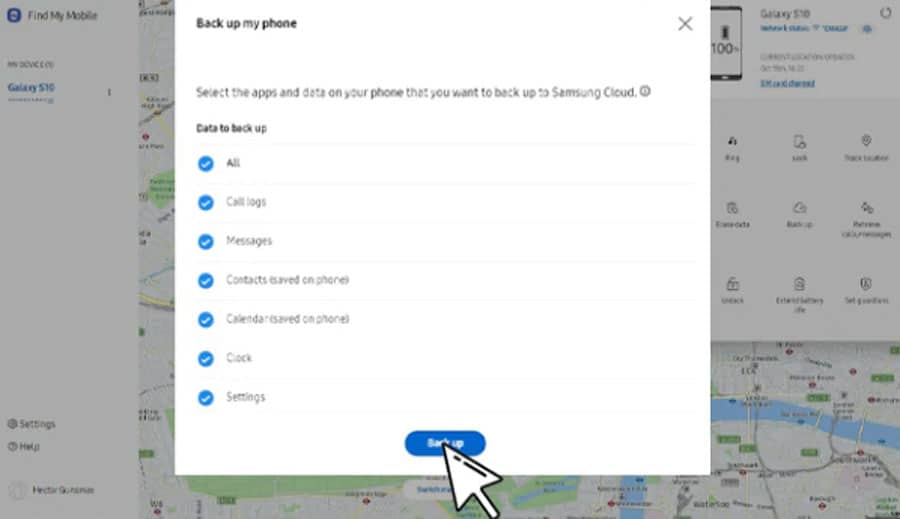 backup data using find my phone