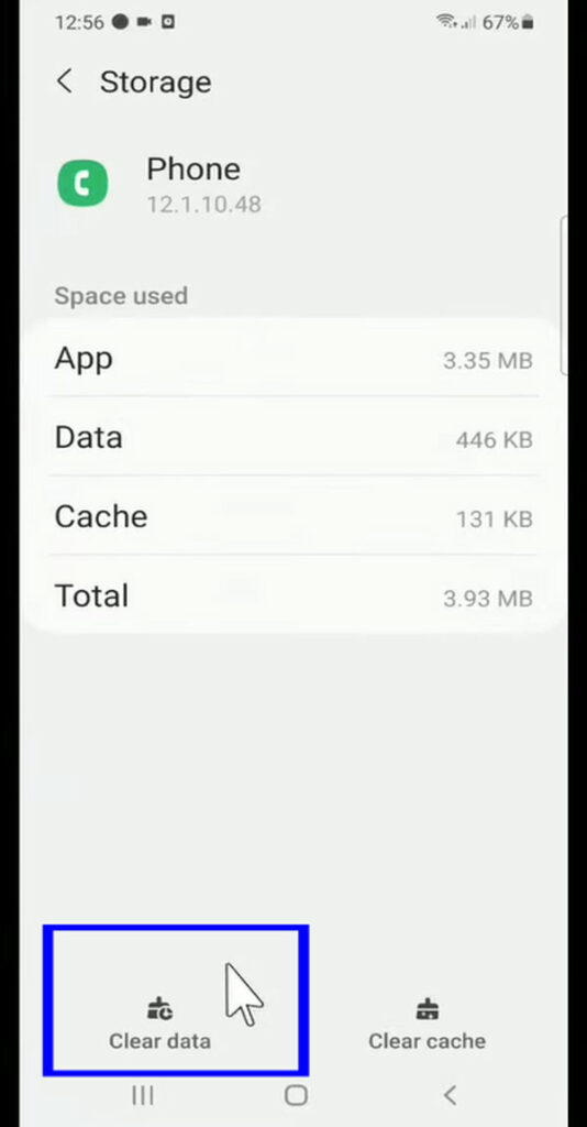clear data for the phone app