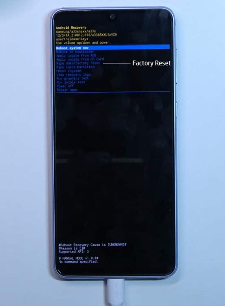 factory reset samsung phone in odin mode
