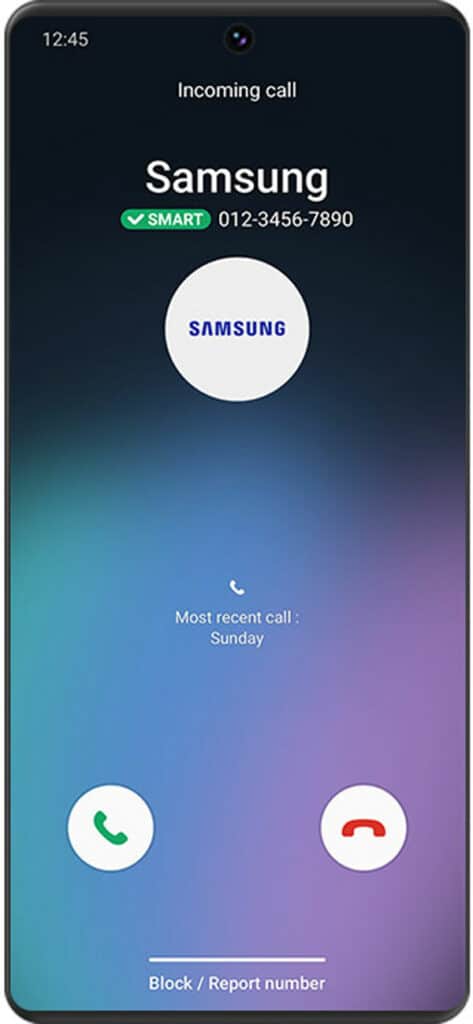 incoming call showing on screen samsung
