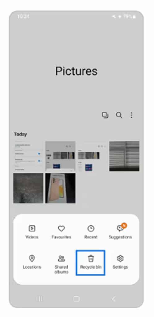 samsung gallery app menu options