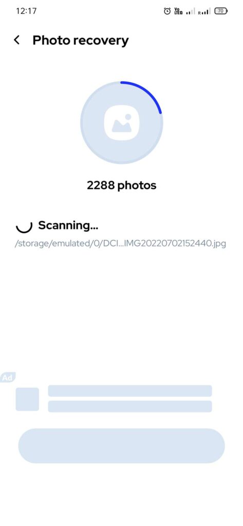 scanning for deleted photos