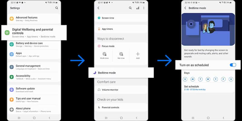 turn off bedtime mode in your samsung phone