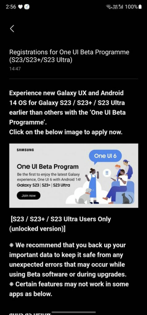 join one ui 6 beta program